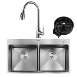 3 in 1 Kitchen Bundle (8245 Double Sink | Pullout Tap | Glass Rinser)