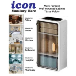Icon Sanitary Ware Multipurpose Wall Mounted Cabinet + Tissue Holder (WHITE)