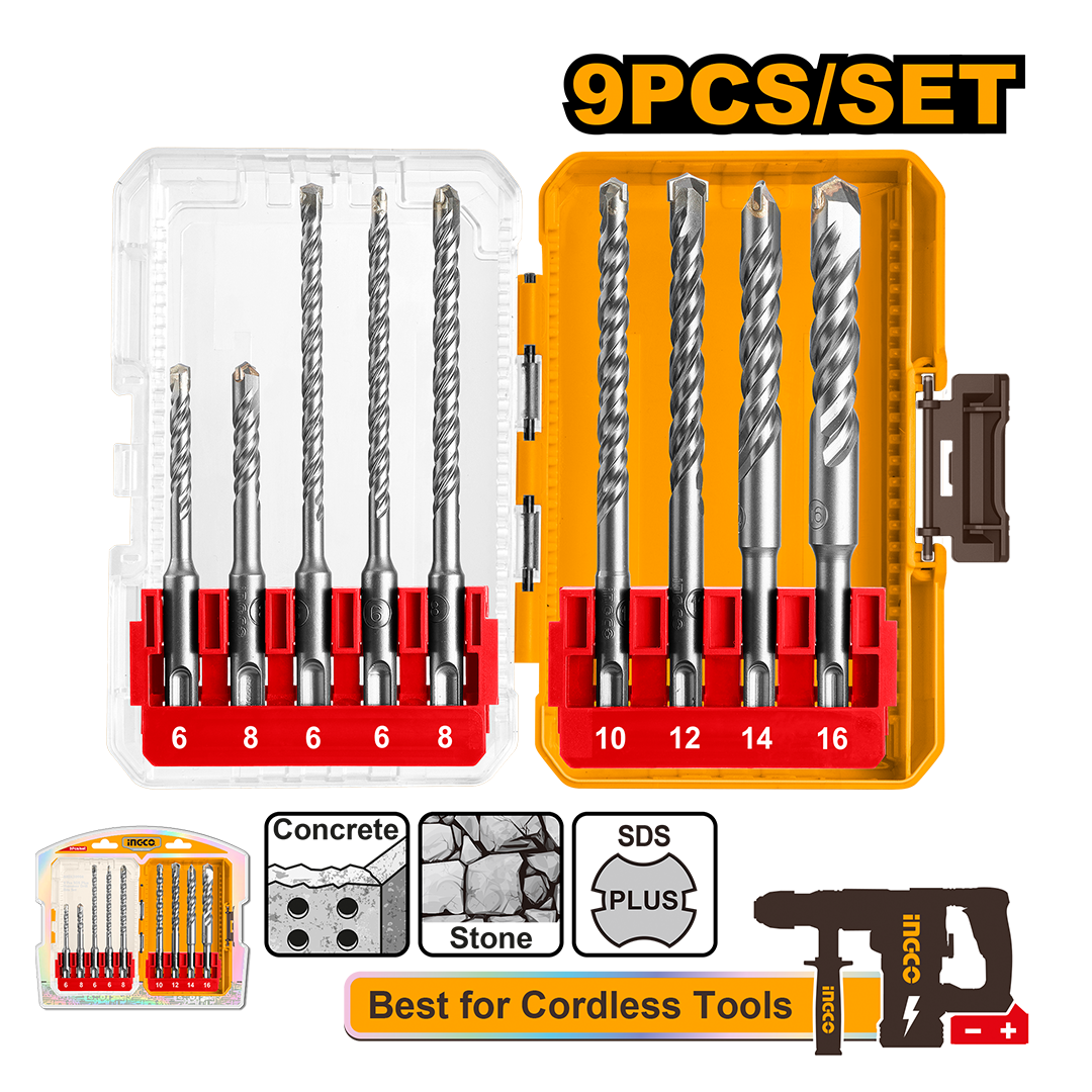 9 Pcs SDS plus hammer drill bits set AKDL30906