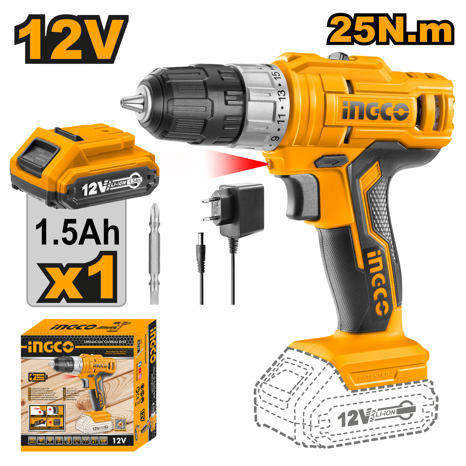 Lithium-Ion cordless drill 12V CDLI1221