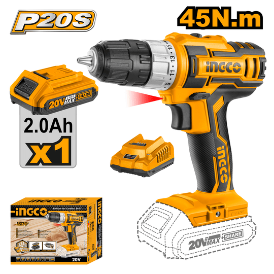 Ingco Lithium-ion cordless drill  20V CDLI20024