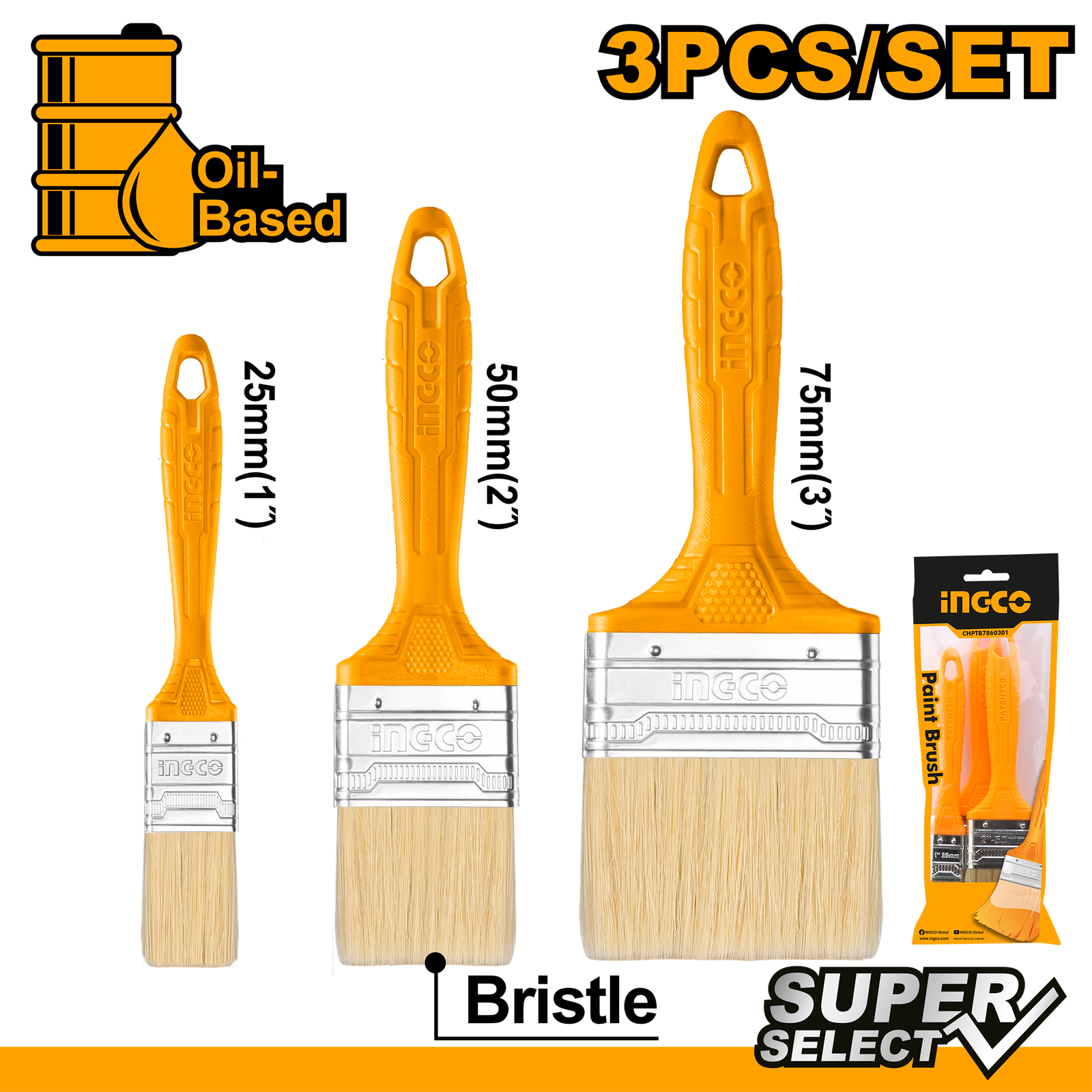 3Pcs Paint Brush Set 1,2,3"  CHPTB7860301