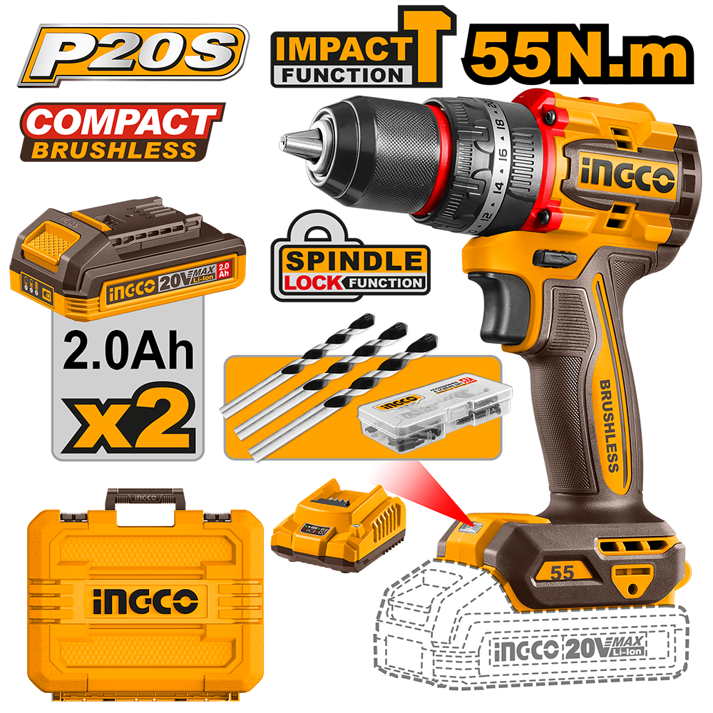 Compact Brushless Cordless Impact Drill CIDLI20558