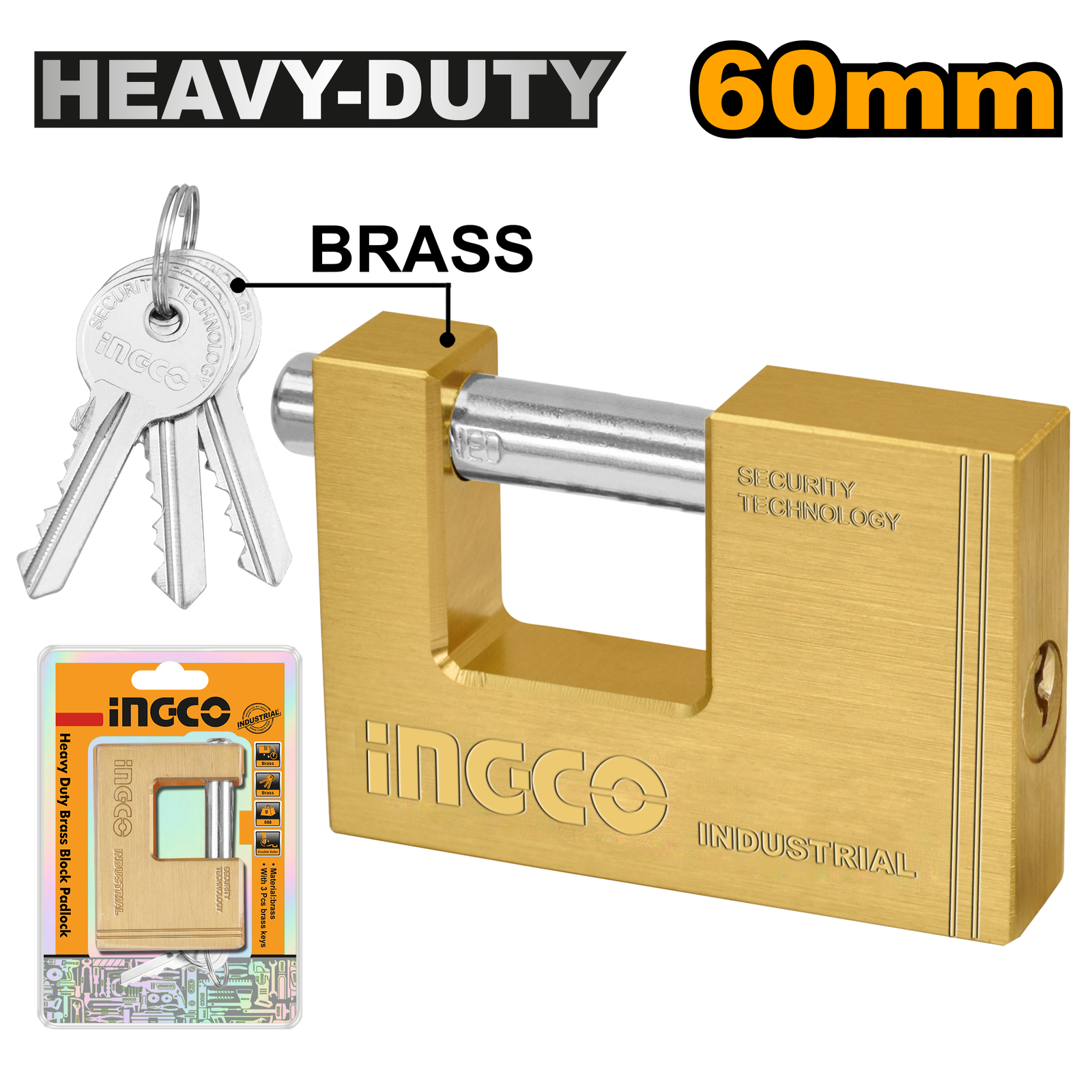 Heavy Duty Brass Block Padlock 60mm DBBPL0602