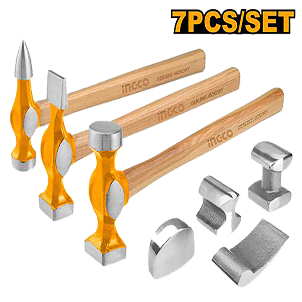 7 Pcs Body And Fender Hammer Set(Heavy duty,Genuine Hickory handle? HBAFH0711