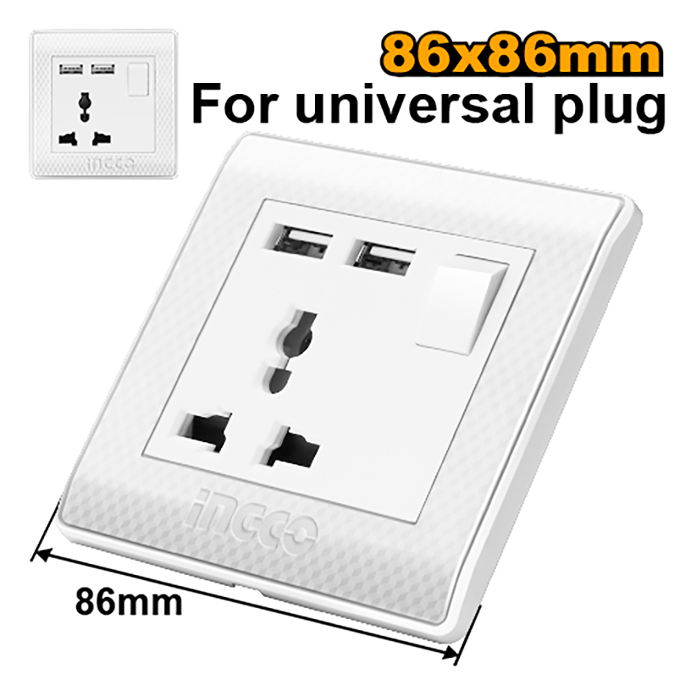 Ingco Universal socket with  USB outlet HESST1116AUS