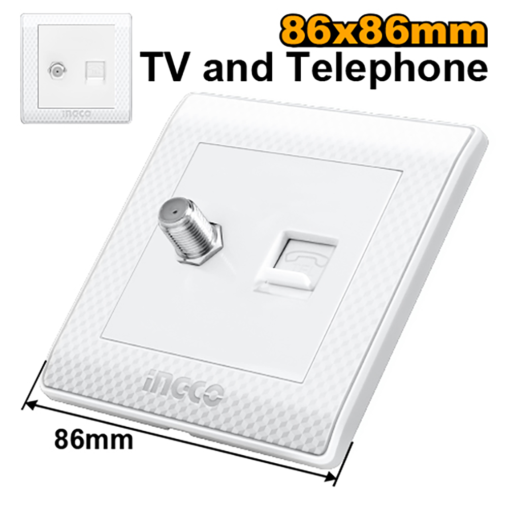 Ingco TV Socket and TEL socket HESST502TT