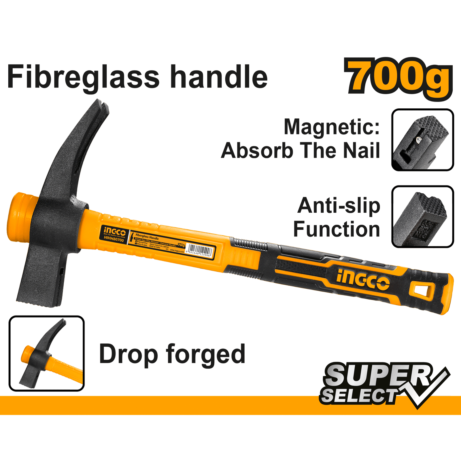 French Type Claw Hammer?Converse Handle? 700g HIHH80700