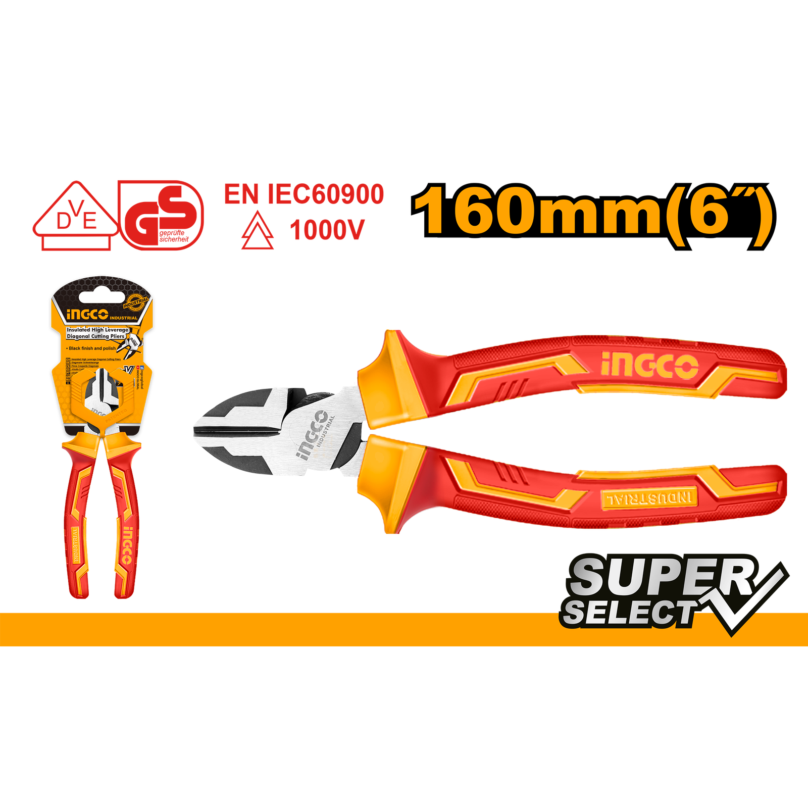 Insulated High Leverage Diagonal Cutting Pliers 6"/160mm HIHLDCP28160