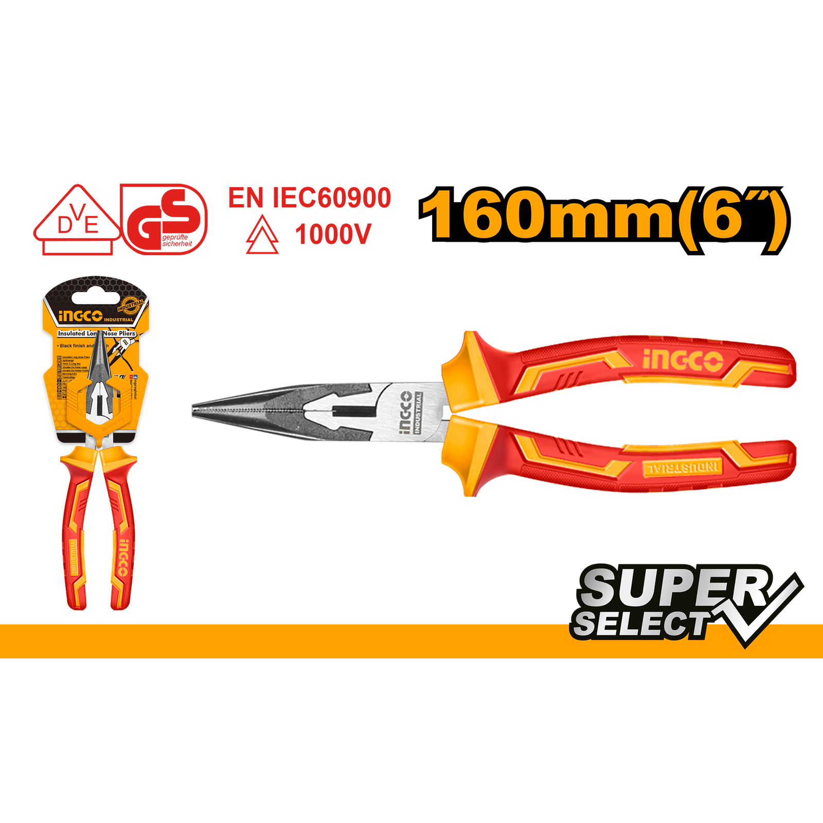 Insulated Long Nose Pliers 6"/160mm HILNP28168