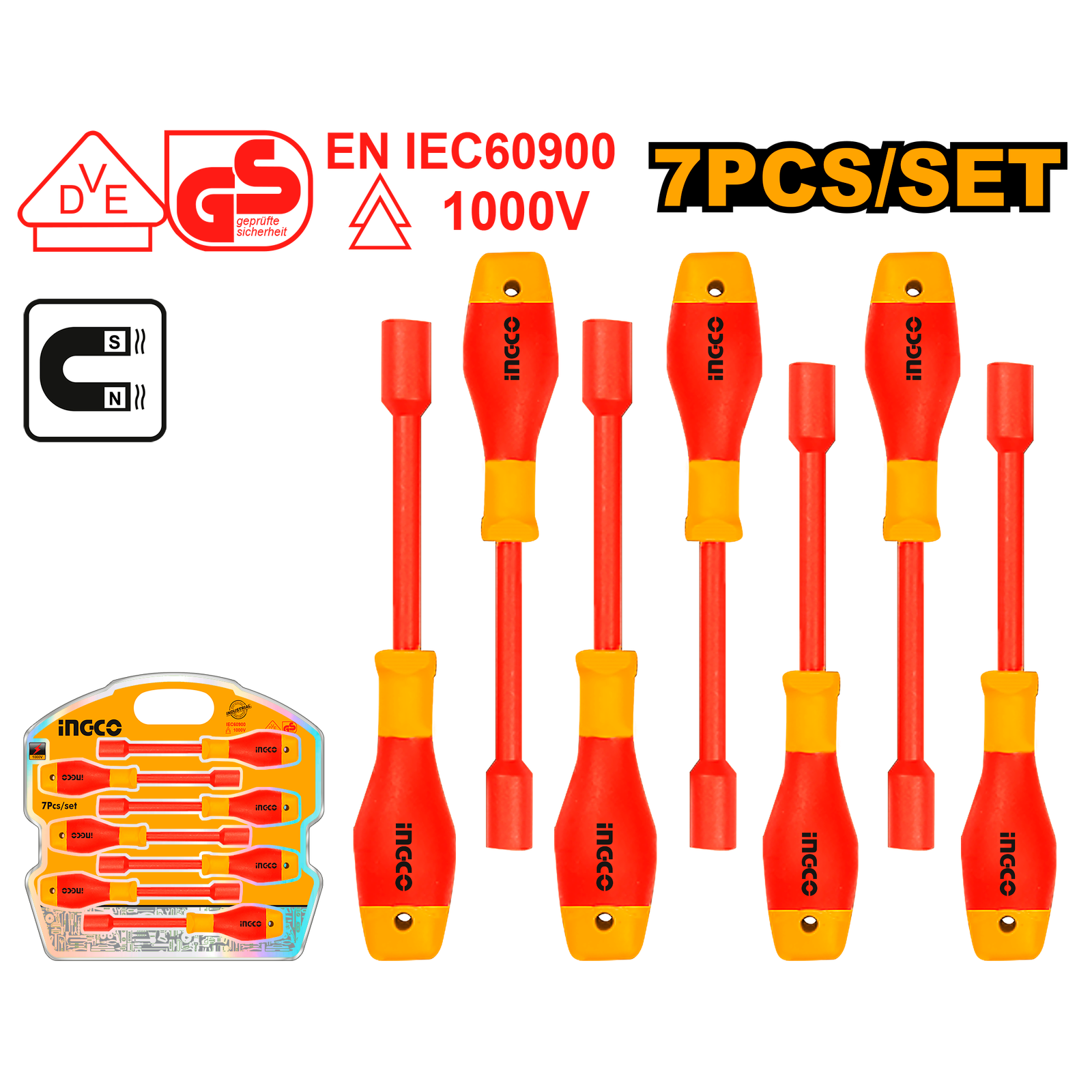 7Pcs Insulated Nut Screwdriver Set VDE HKISD0701