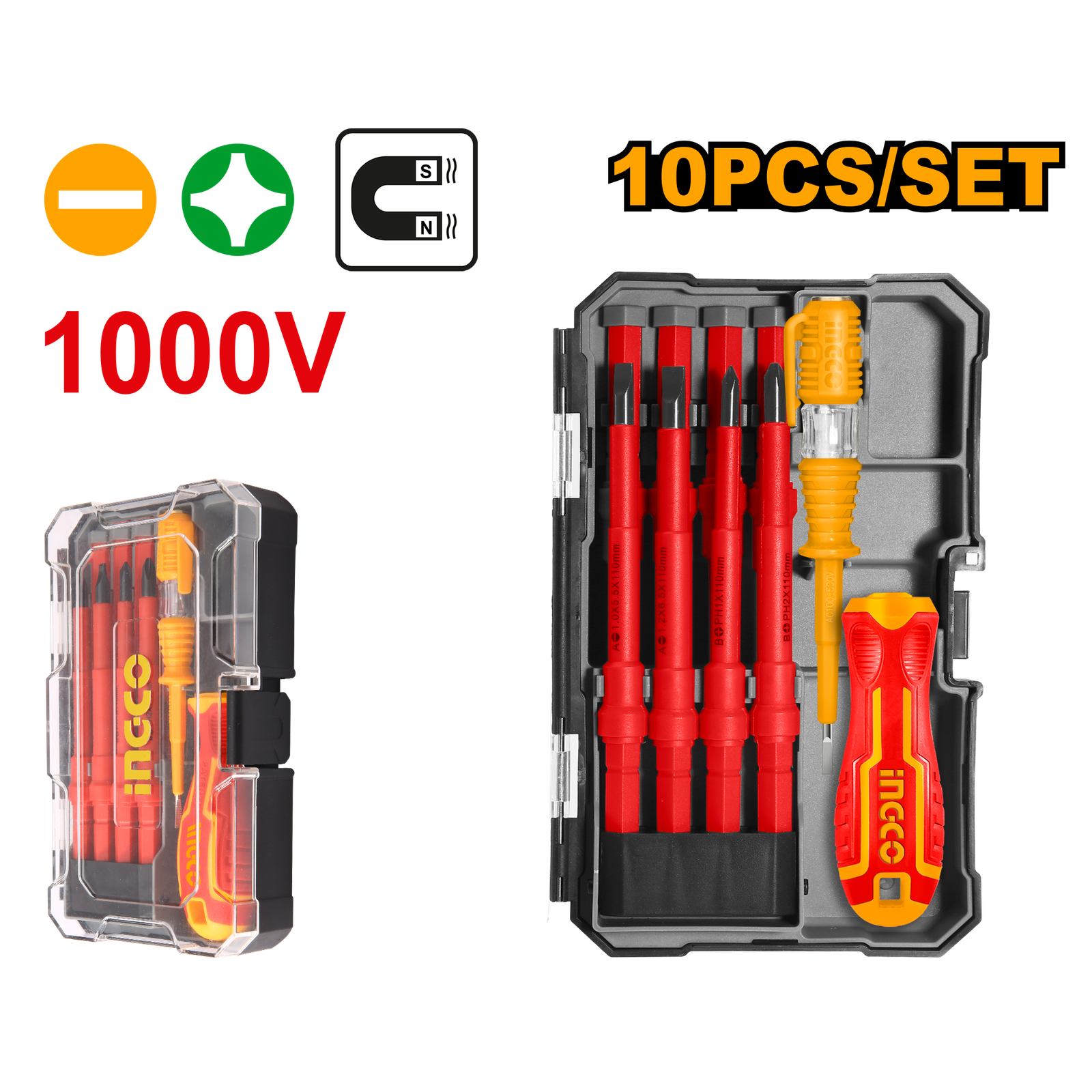 10 Pcs Interchangeable Insulated Screwdriver Set  HKISD1008