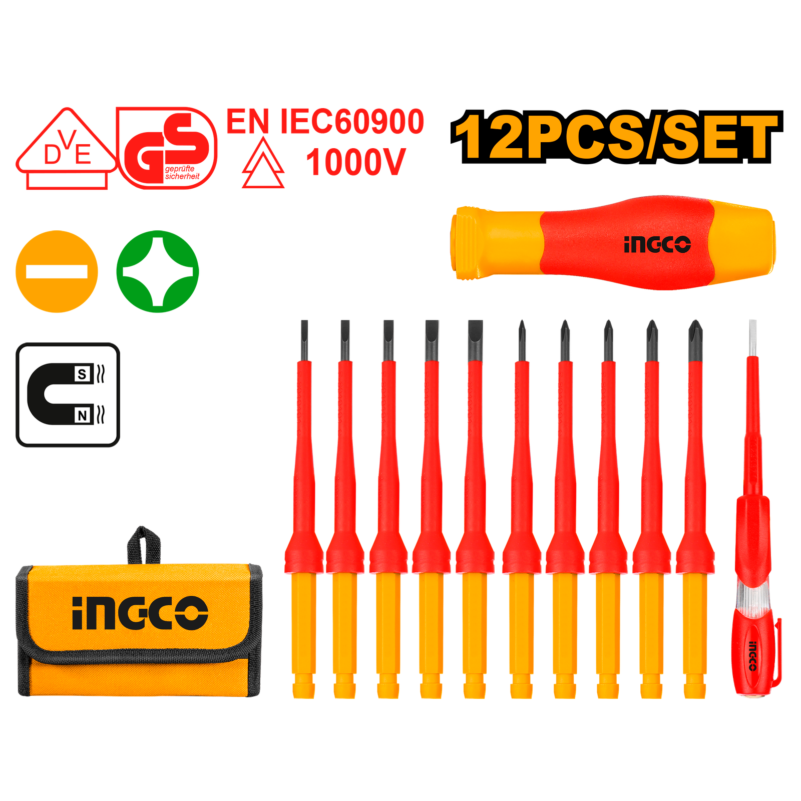 12 Pcs Interchangeable Insulated Screwdriver Set  HKISD1201