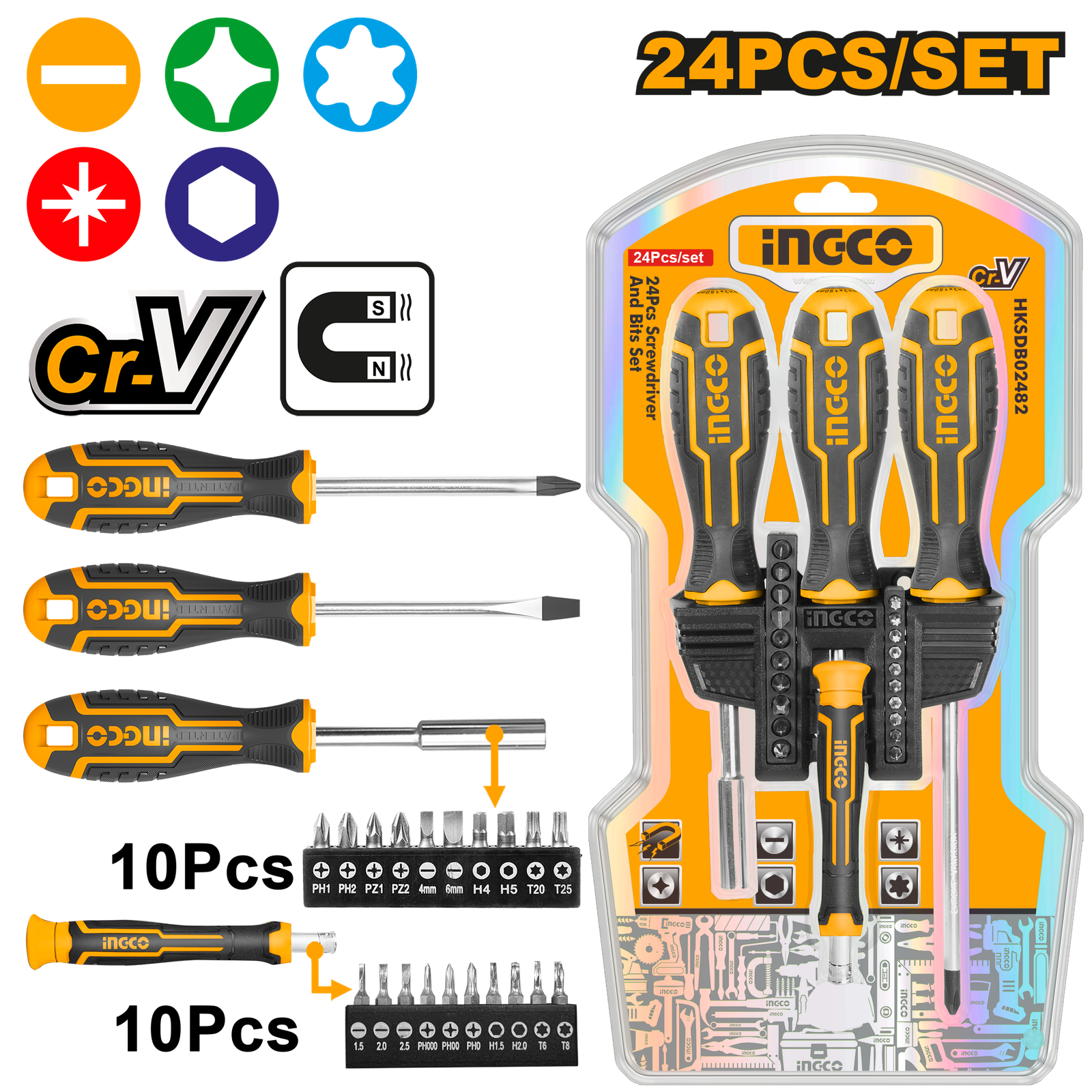 24 Pcs Screwdriver And Bits Set  HKSDB02482