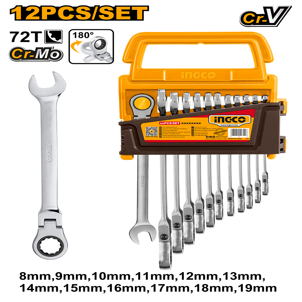 12pcs Flexible Ratchet Spanner Set HKSPAR1123