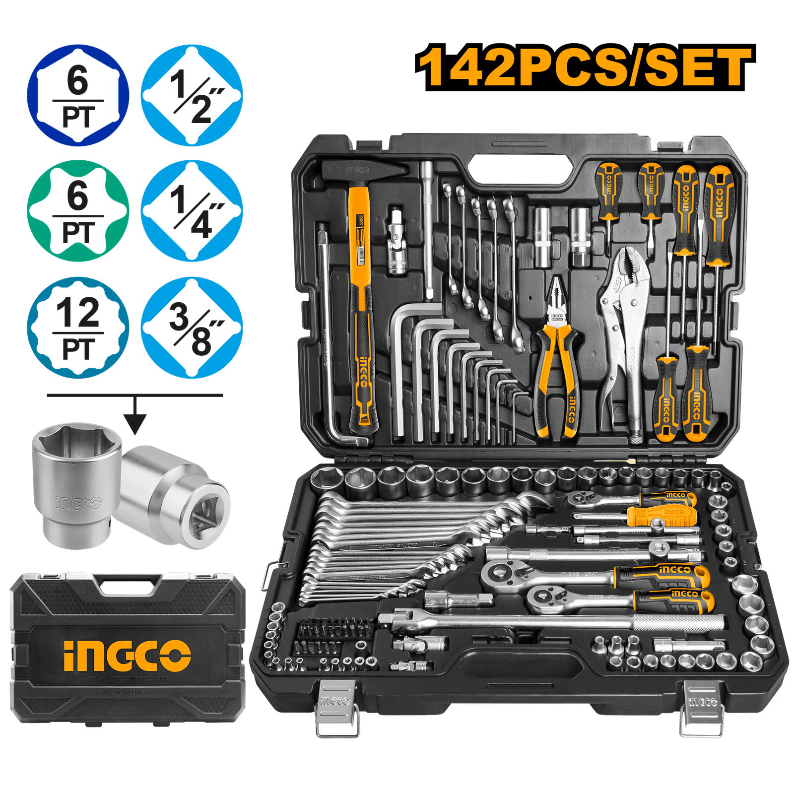 142 Pcs Combination Tools Set  HKTHP21421