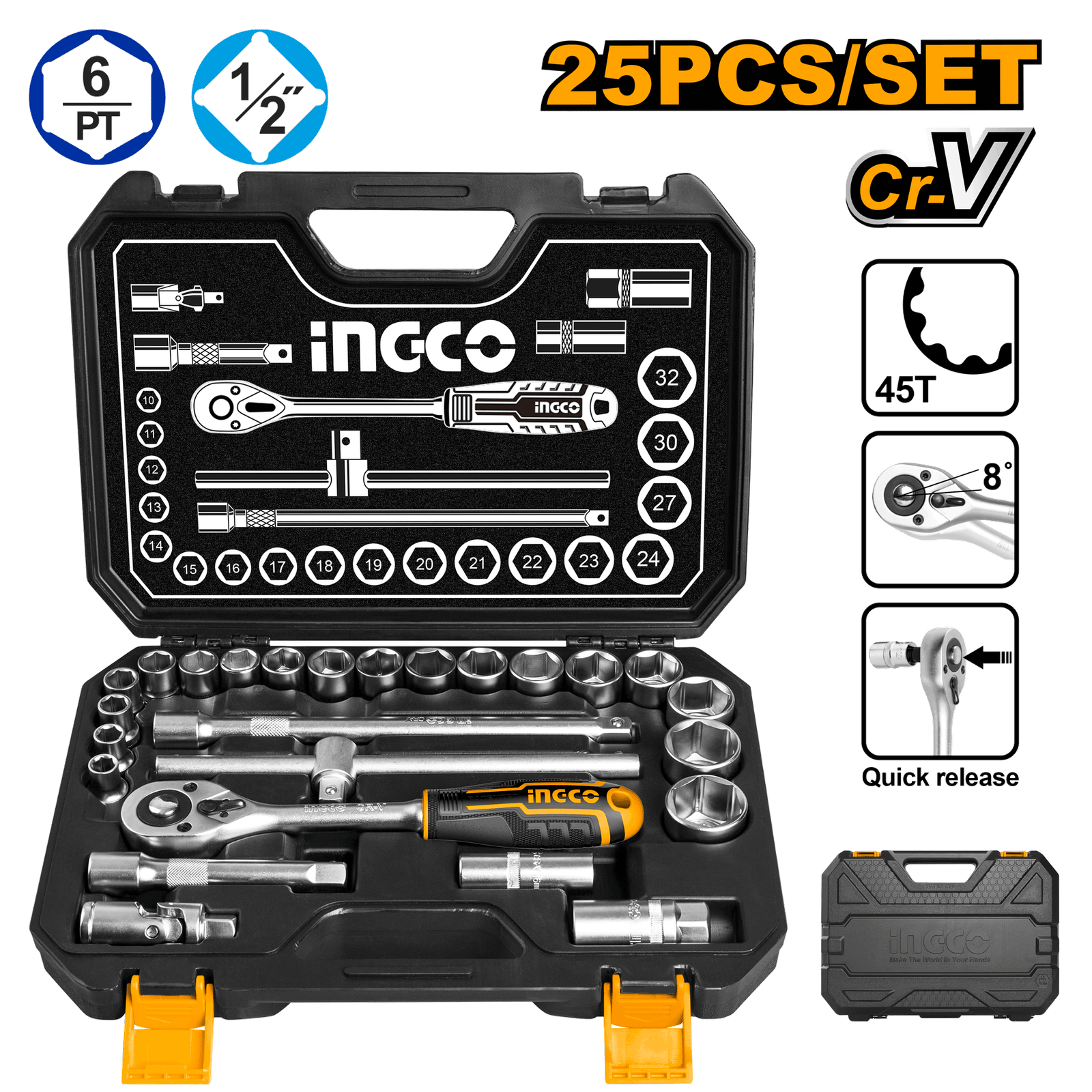 25Pcs 1/2" Socket Set  HKTS12251