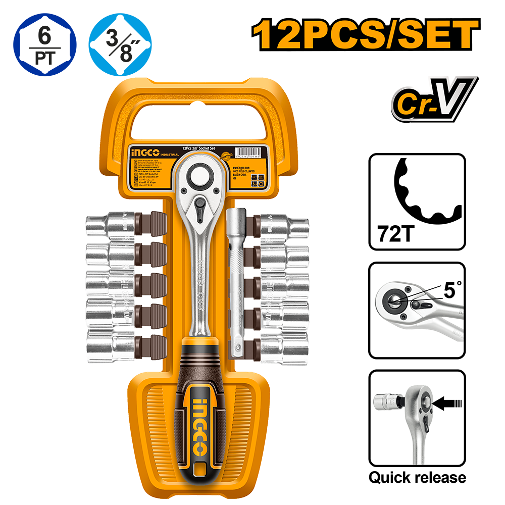 12 Pcs 3/8" socket set HKTS38122