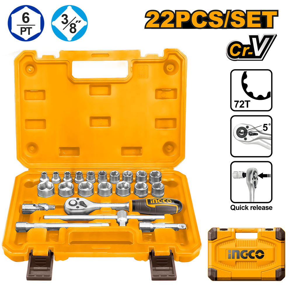 22 Pcs 3/8" socket set HKTS38221