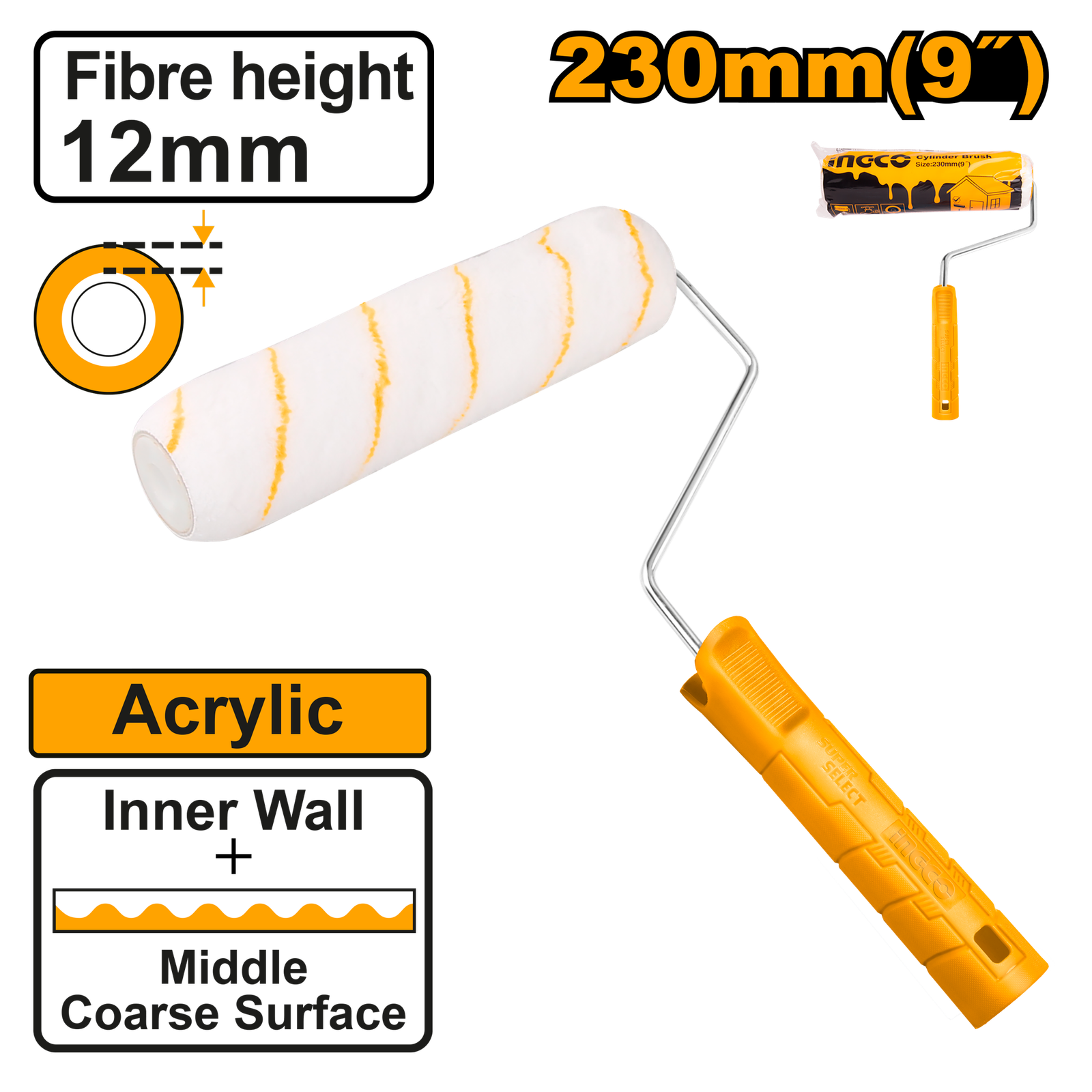 Cylinder Brush (Inner Wall) 230mm/9"
Fibre height:12mm HRHT282302