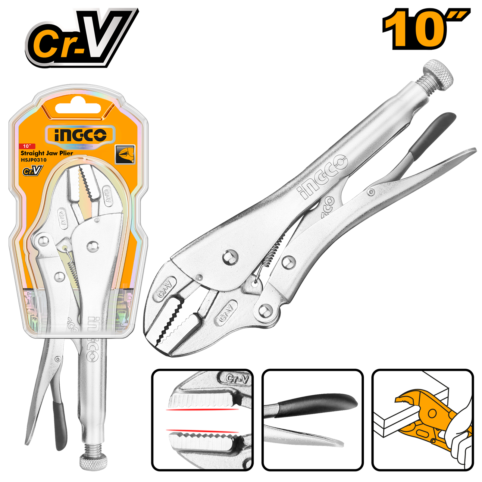 Ingco Straight Jaw Plier 10" HSJP0210