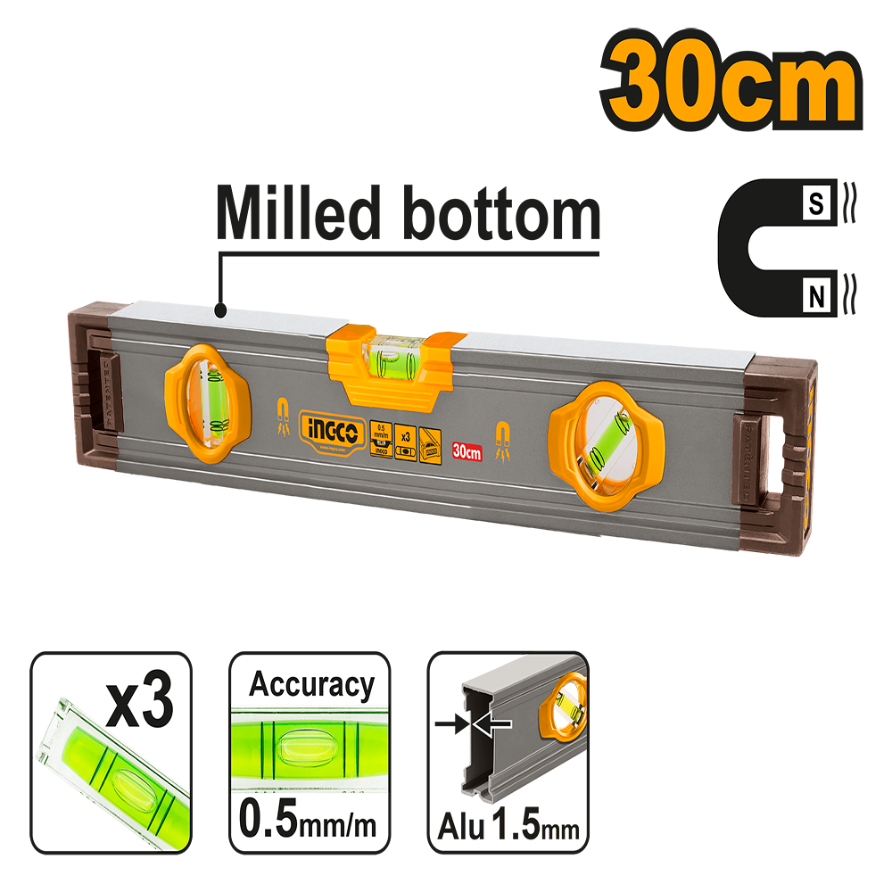 Ingco Spirit level with powerful magnets HSL38030M