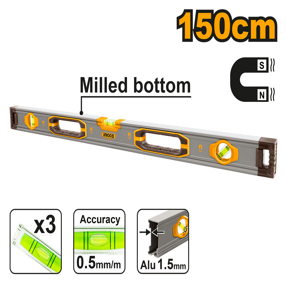 Spirit level with powerful magnets HSL38150M