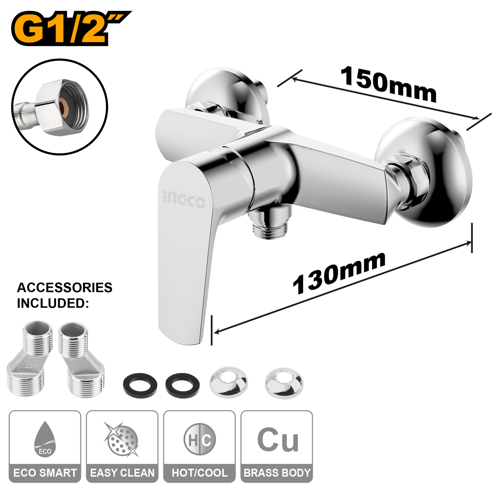 Ingco Single Lever Shower Mixer 177*130MM HSLBM41201