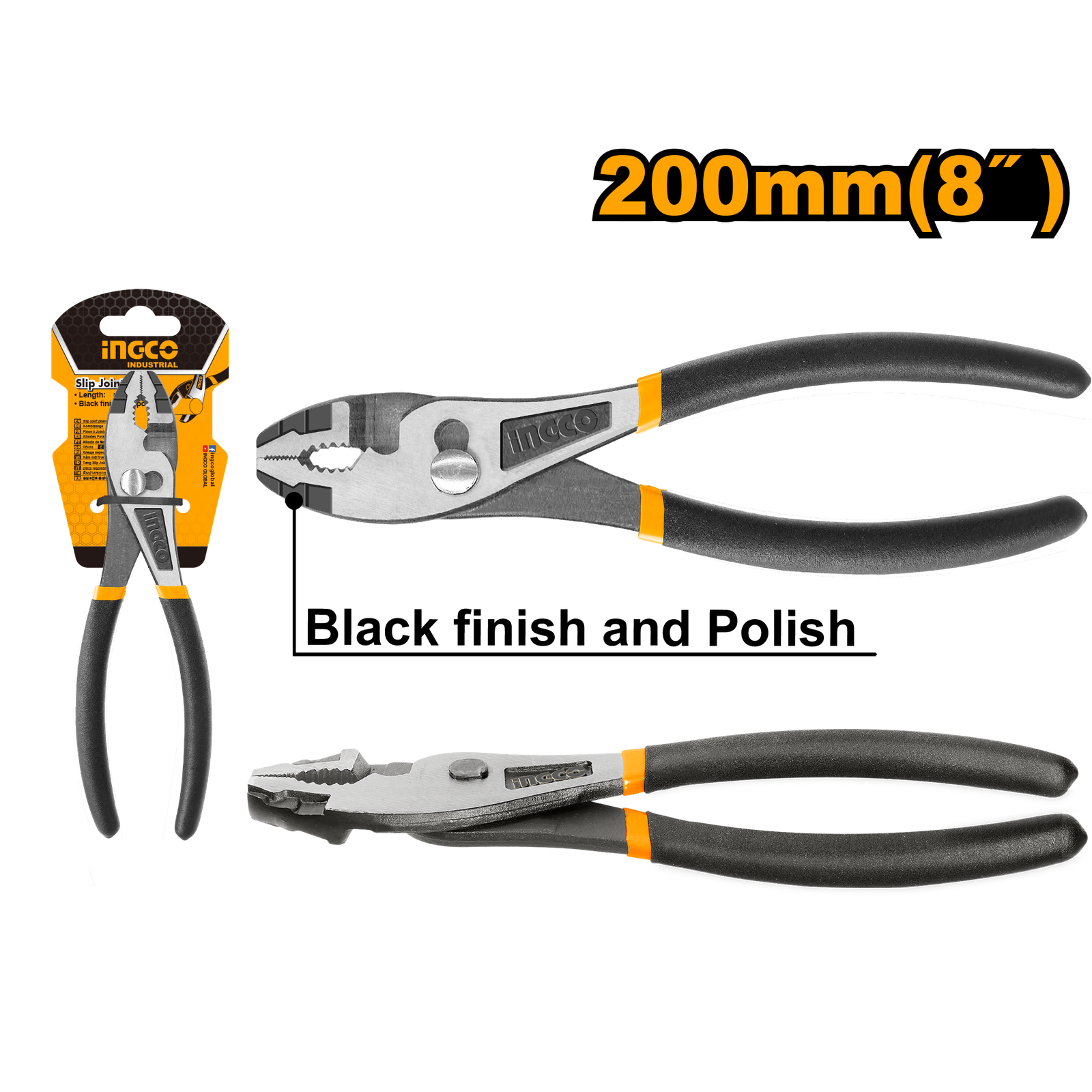 Ingco Slip Joint Pliers Packed 8"/200mm HSPJP02200