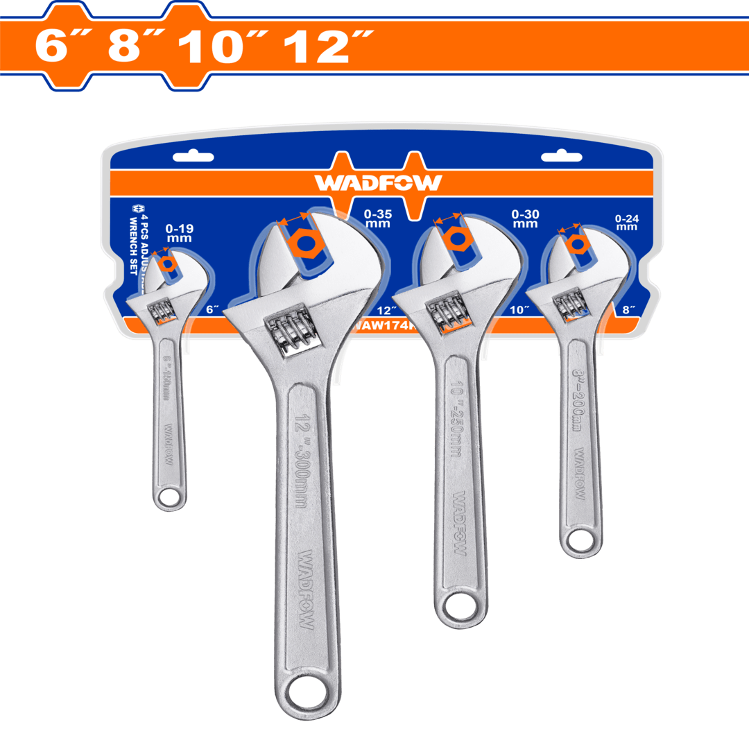 Wadfow 4 Pcs Adjustable wrench set  WAW174K