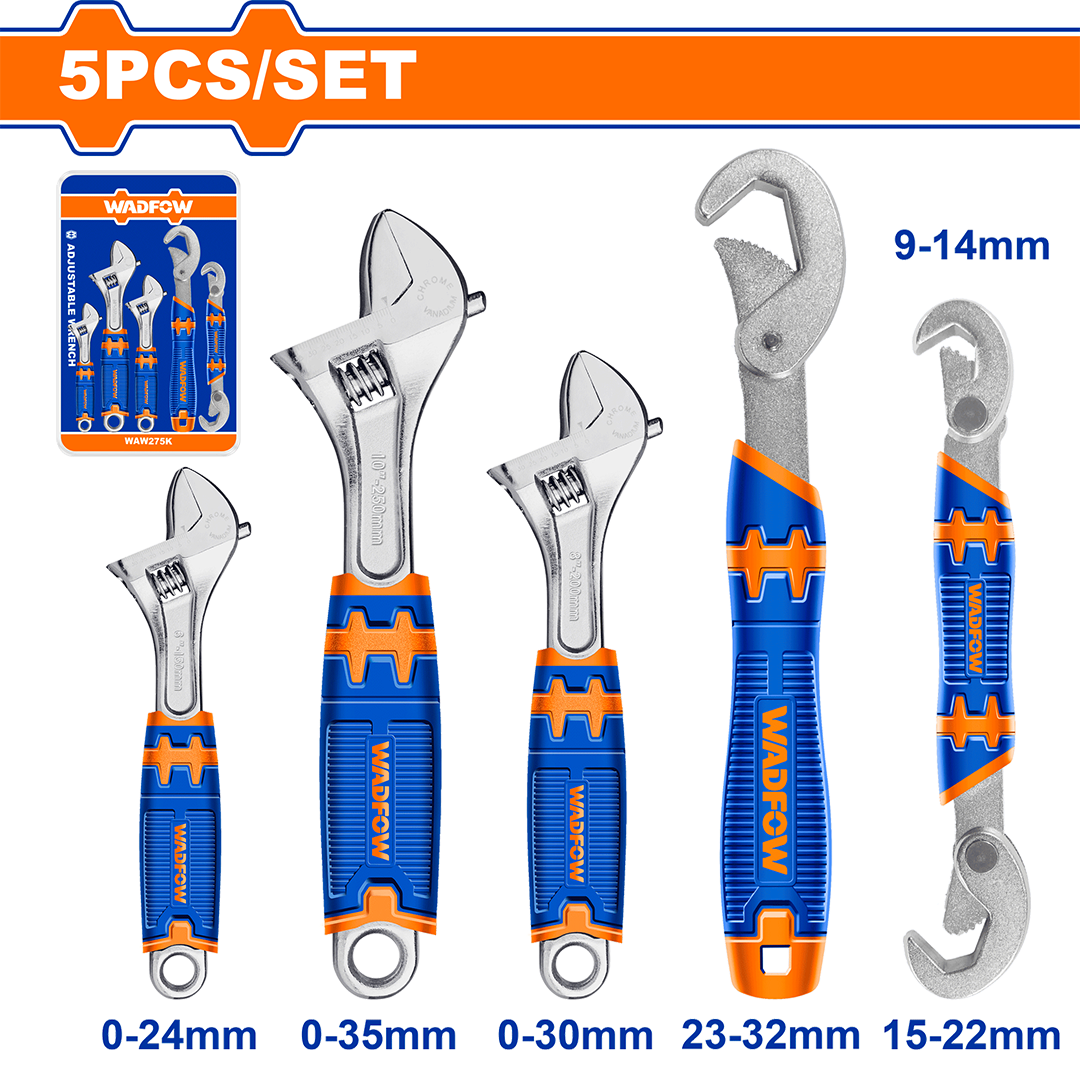 Wadfow 5 Pcs Adjustable wrench set WAW275K