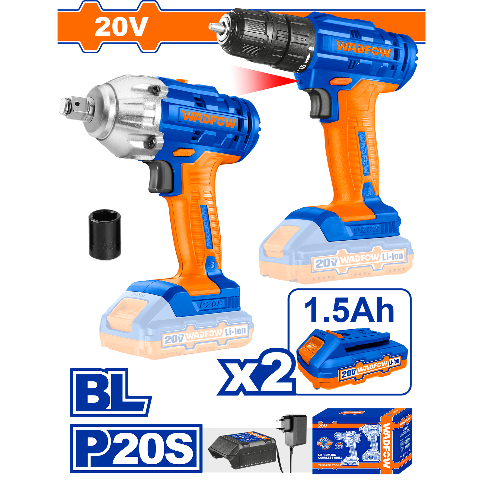 Lithium-ion cordless 2 pcs combo kitVoltage:20VWCK2017