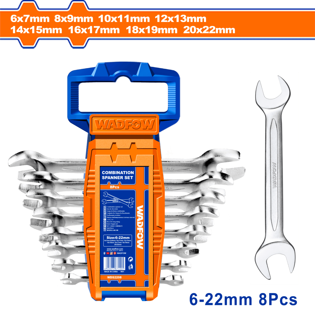 Double open end spanner set 
Size:6-22mm WDS2208