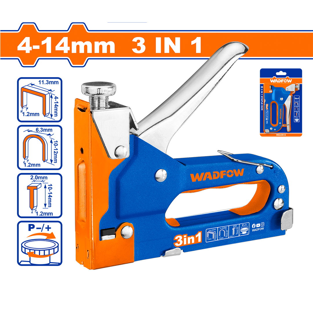 Wadfow 3 In 1 staple gun Wire:1.2mm,Crown:11.3mm,Length?4-14mm WGU2614