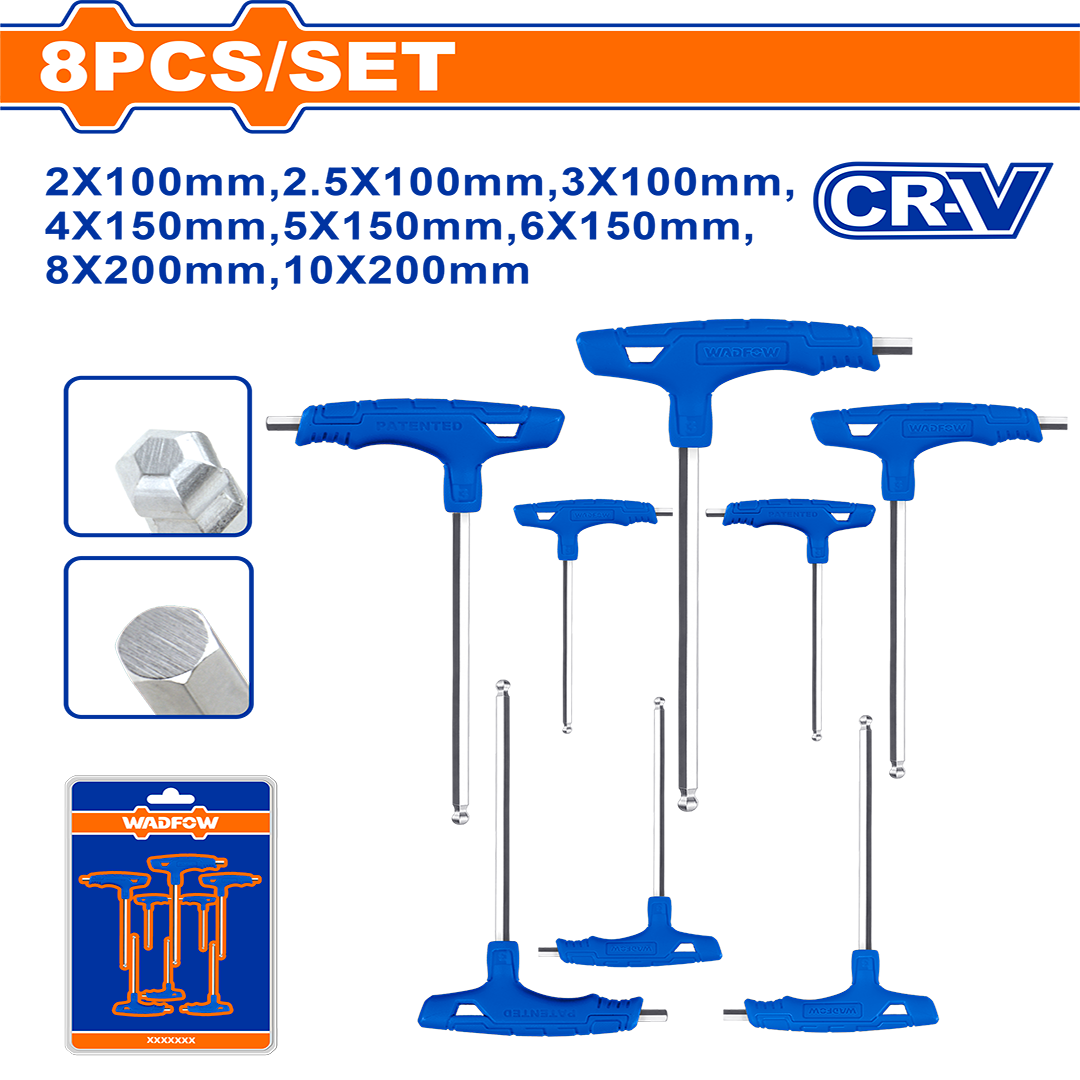 8 Pcs T-handle ball point hex wrench set WHK2481