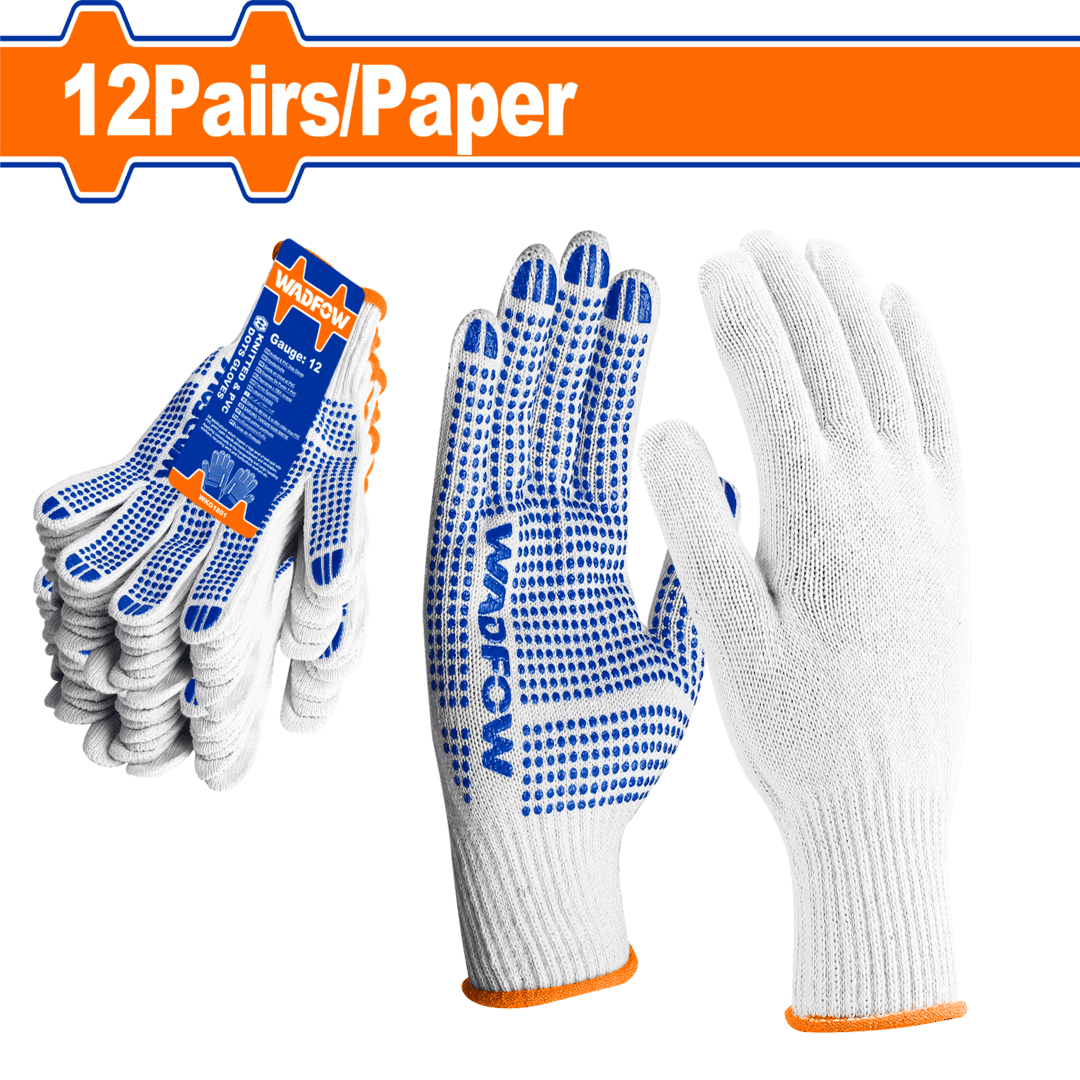 Knitted&PVC dots gloves Size: 10 (XL)WKG1801