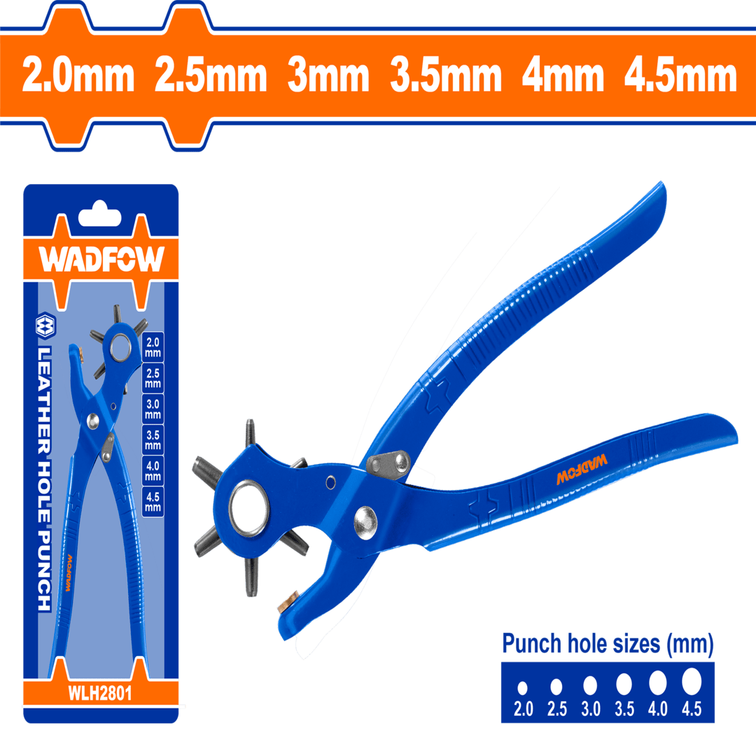 Wadfow Leather hole punch sizes : 2.0mm,2.5mm, 3mm, 3.5mm, 4mm, 4.5mm 40Cr WLH2801