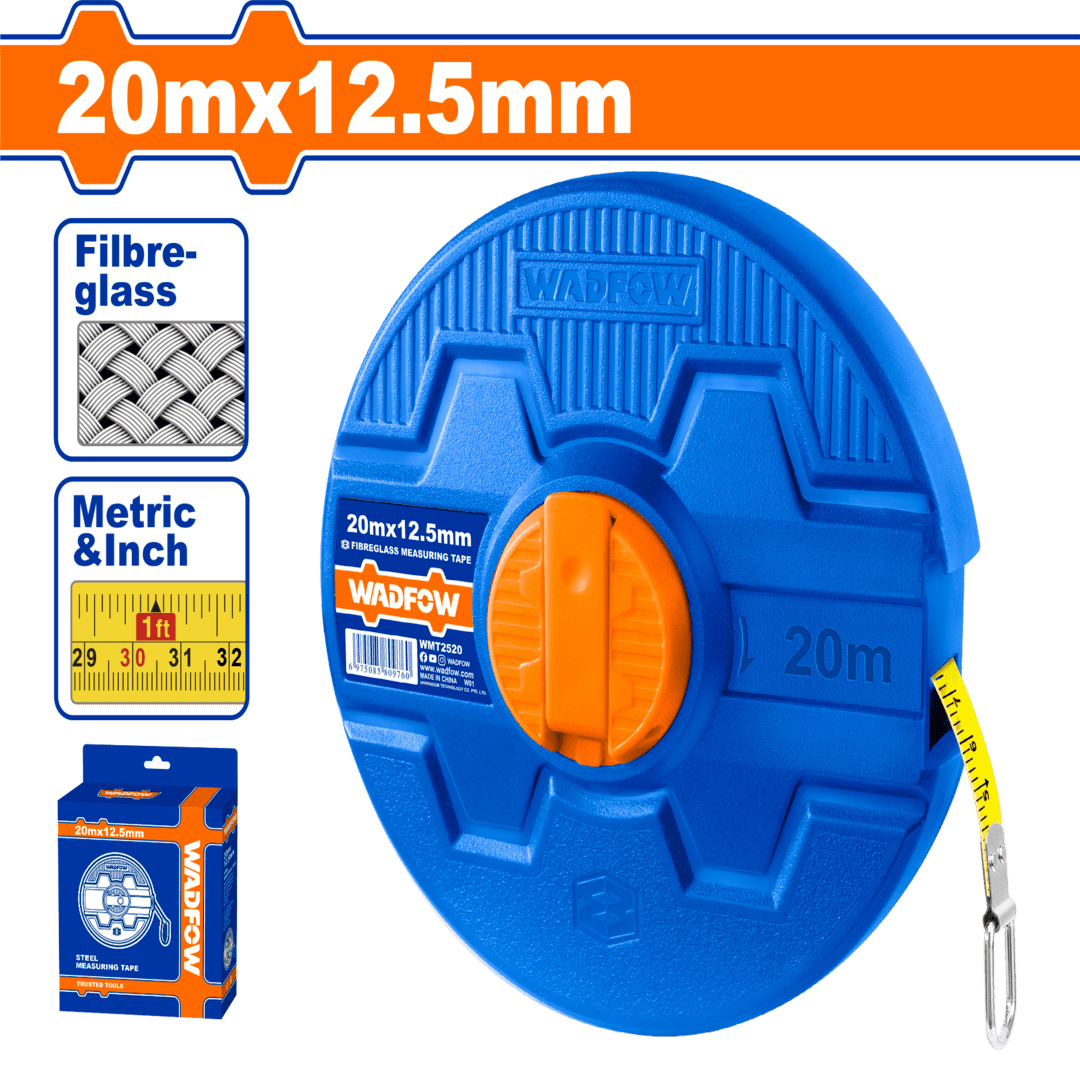 Fibreglass measuring tape Size:20mx12.5mm WMT2520