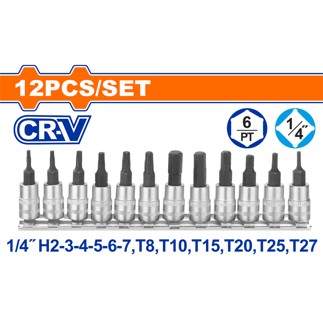 Wadfow 12 Pcs 1/4" Bit socket set WST2414